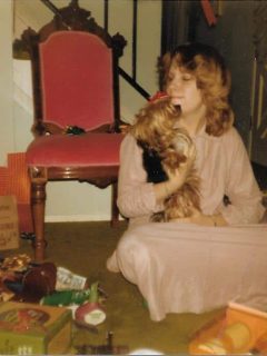 Cathy as a teenager and Ernie the Yorkie