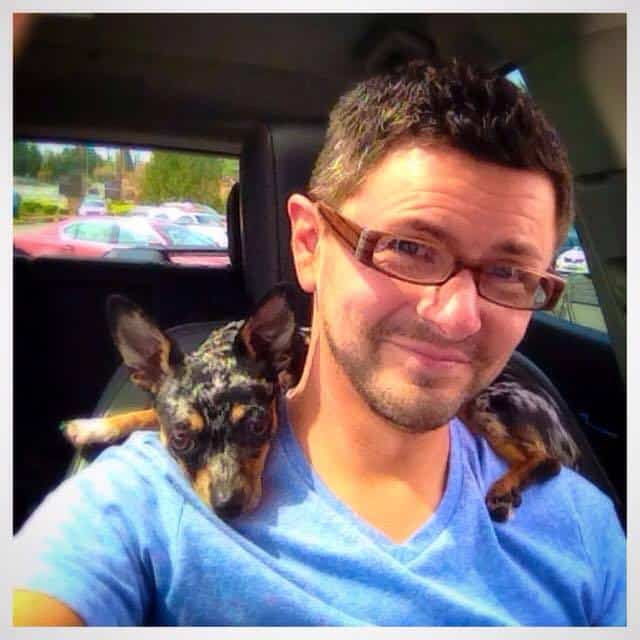 Mia the Chihuahua with her dad
