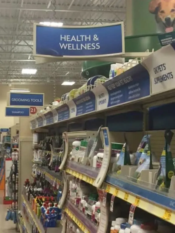 Health and Wellness isle at PetSmart