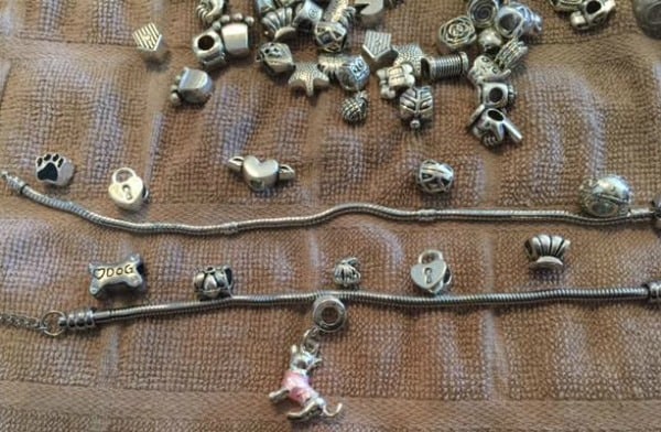Silver beads laid out