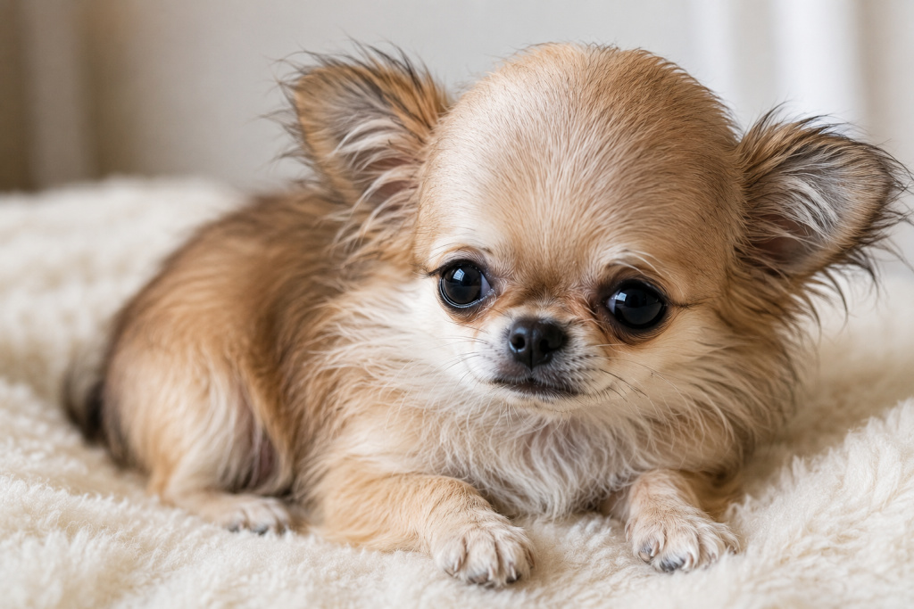 Long hair Chihuahua with hydrocephalus