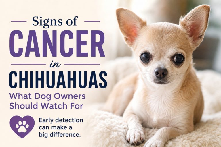 Featured image showing a Chihuahua with text highlighting signs of cancer in Chihuahuas and the importance of early detection.