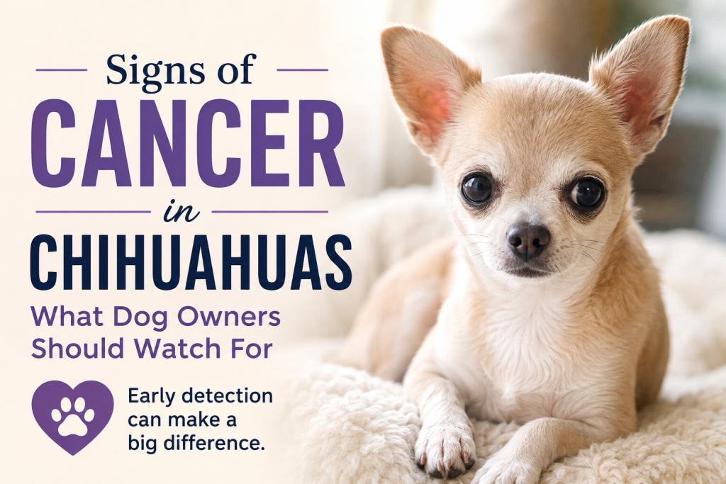 Featured image showing a Chihuahua with text highlighting signs of cancer in Chihuahuas and the importance of early detection.