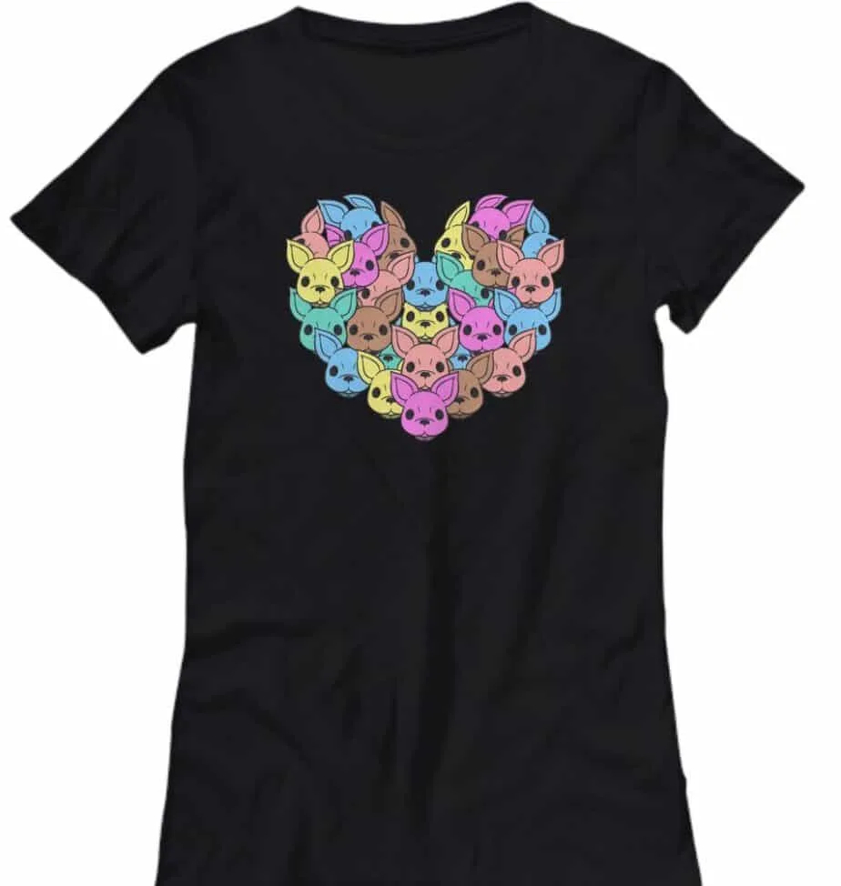 Chihuahua Faces in Heart Shirt