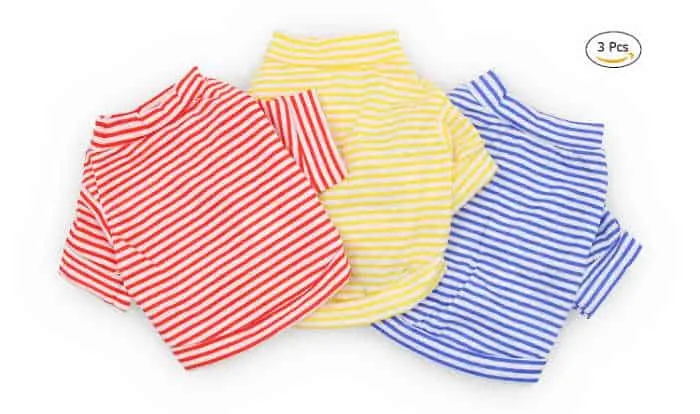 3 striped small dog shirts