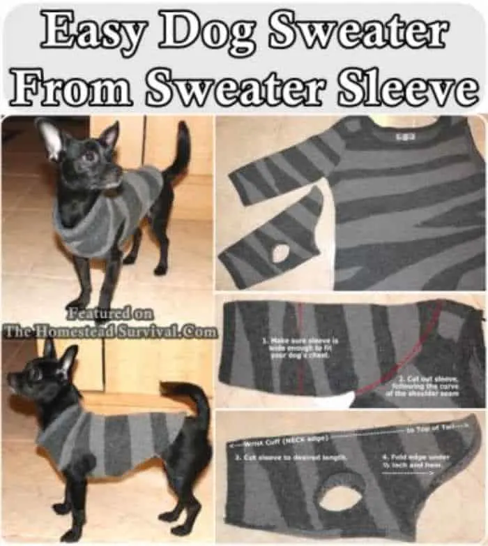 photo tutorial of how to make a dog shirt from sleeve 