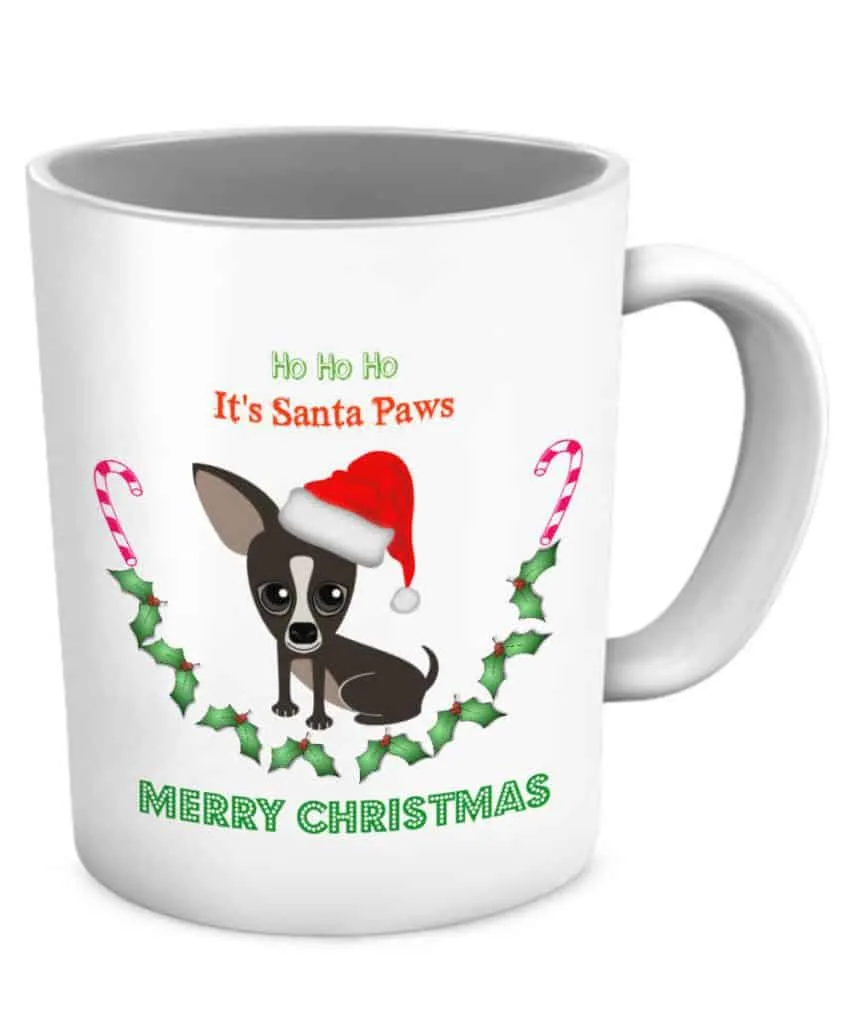 Santa Paws Mug with dark chihuahua