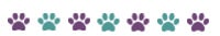 paw print graphic in purple and turquoise