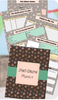 sheets from pet care planner