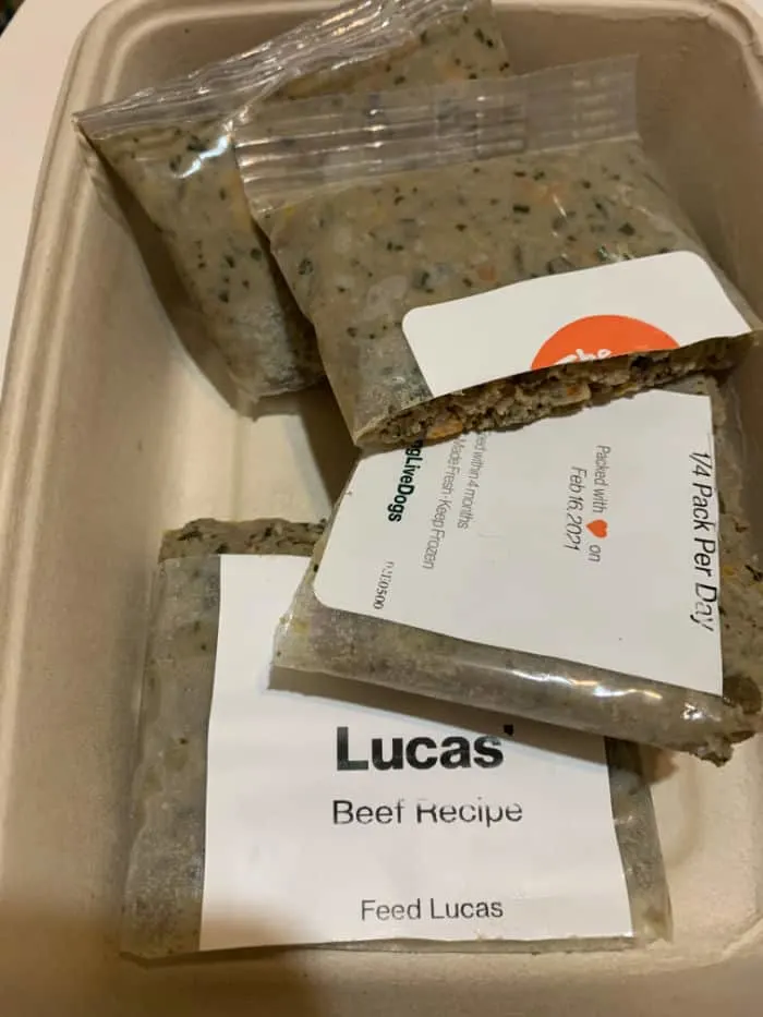 cut packets of the farmers dog food