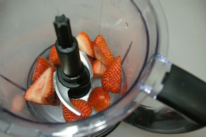 strawberries in food processor