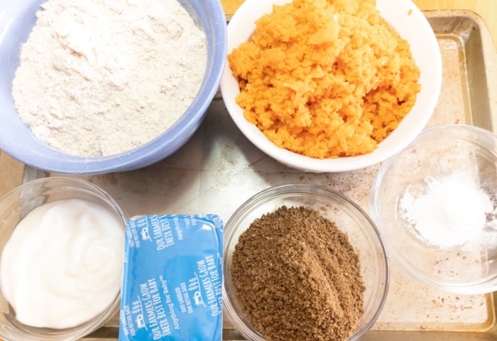 ingredients for Carrot dog biscuits