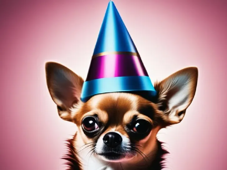 chihuahua wearing birthday hat painting