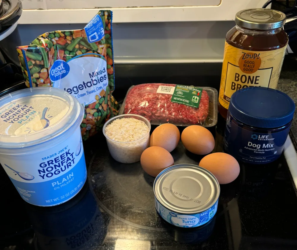 Ingredients for homemade dog food recipe